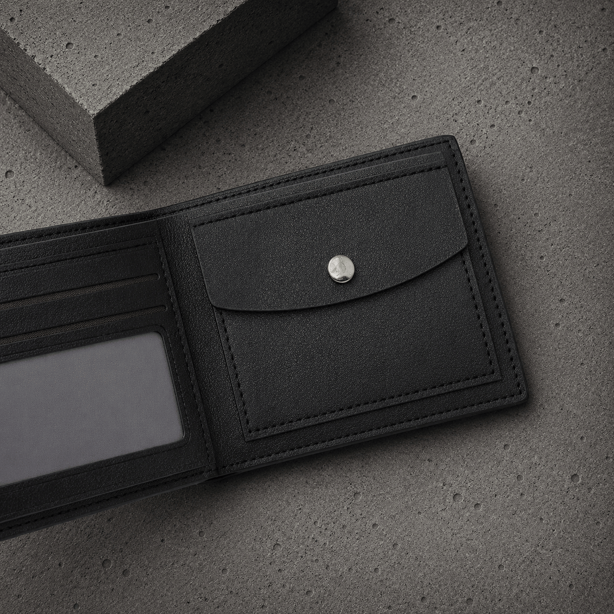 Portefeuille Homme Fin Grainé Bouton-Pression
