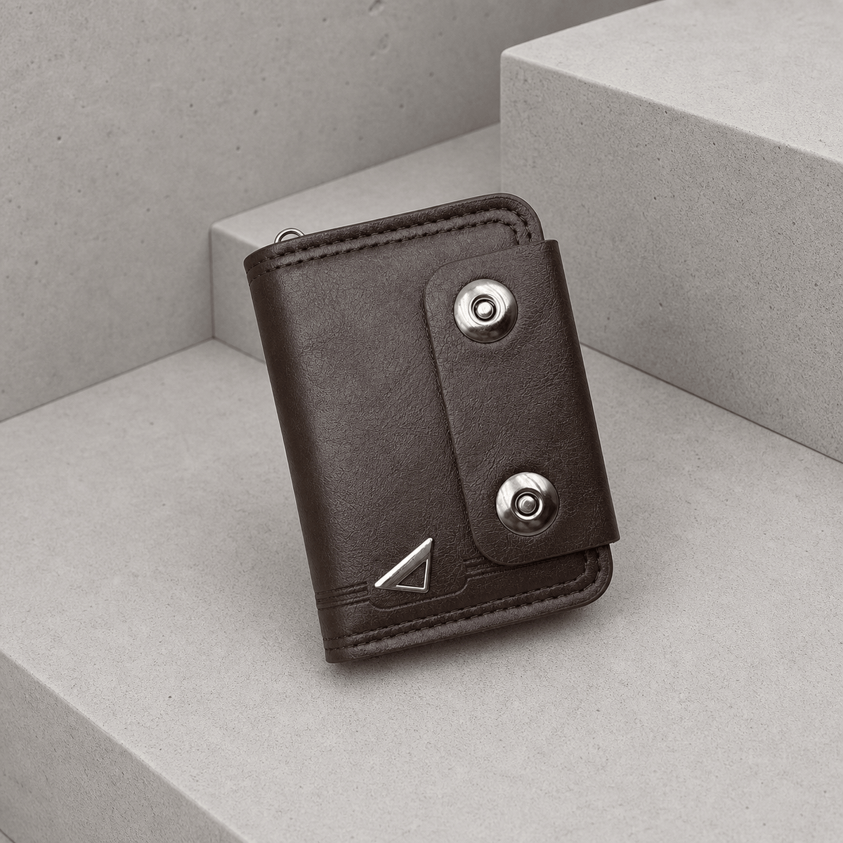 Portefeuille Homme Zippé Compact Anti-RFID Bouton Pression