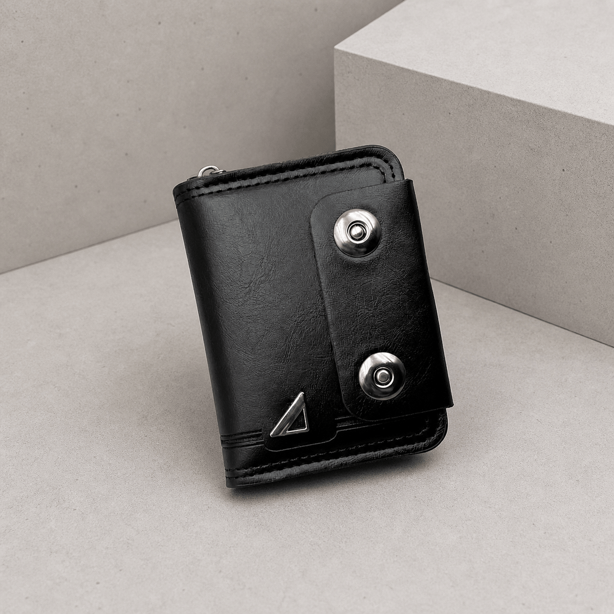 Portefeuille Homme Zippé Compact Anti-RFID Bouton Pression