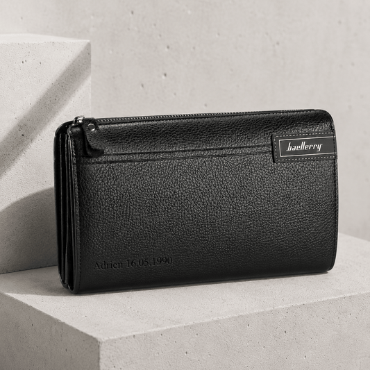 Grand Portefeuille Personnalisé Homme Zippé à Graver
