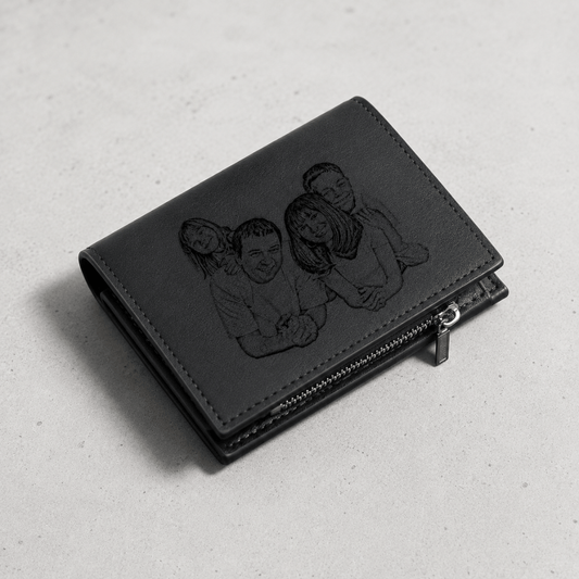Portefeuille Homme Personnalisé Photo Gravée Zippé
