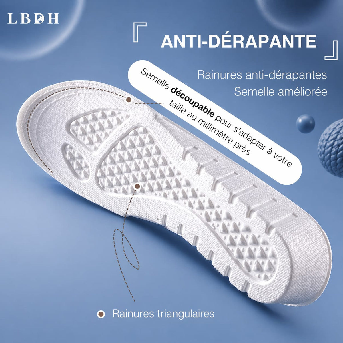Semelles rehaussantes +1,5 à 3,5 cm à mémoire de forme