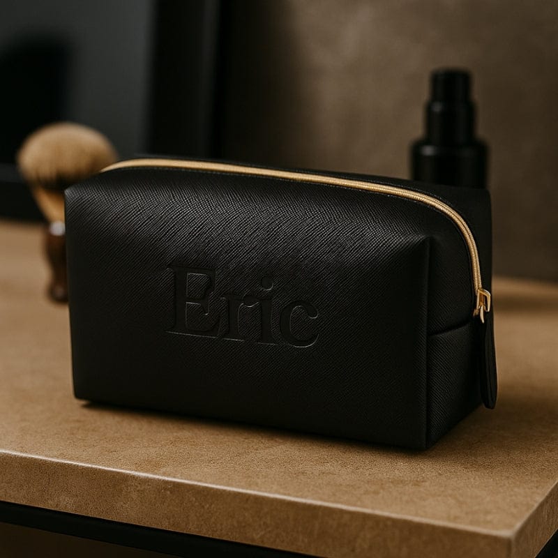 Trousse de toilette homme luxe en cuir – 3 tailles, personnalisation incluse