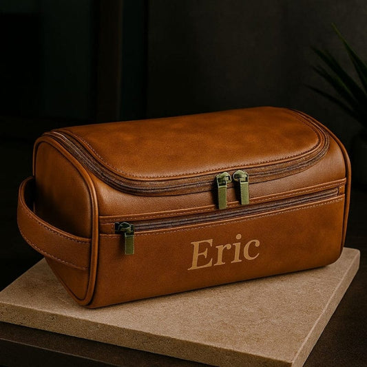 Trousse de toilette homme personnalisée en cuir – Gravure incluse