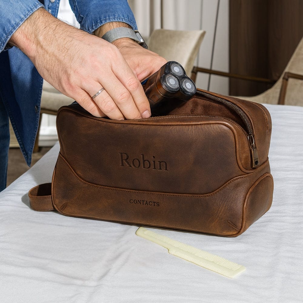 Grande Trousse de Toilette Cuir Homme - Personnalisable