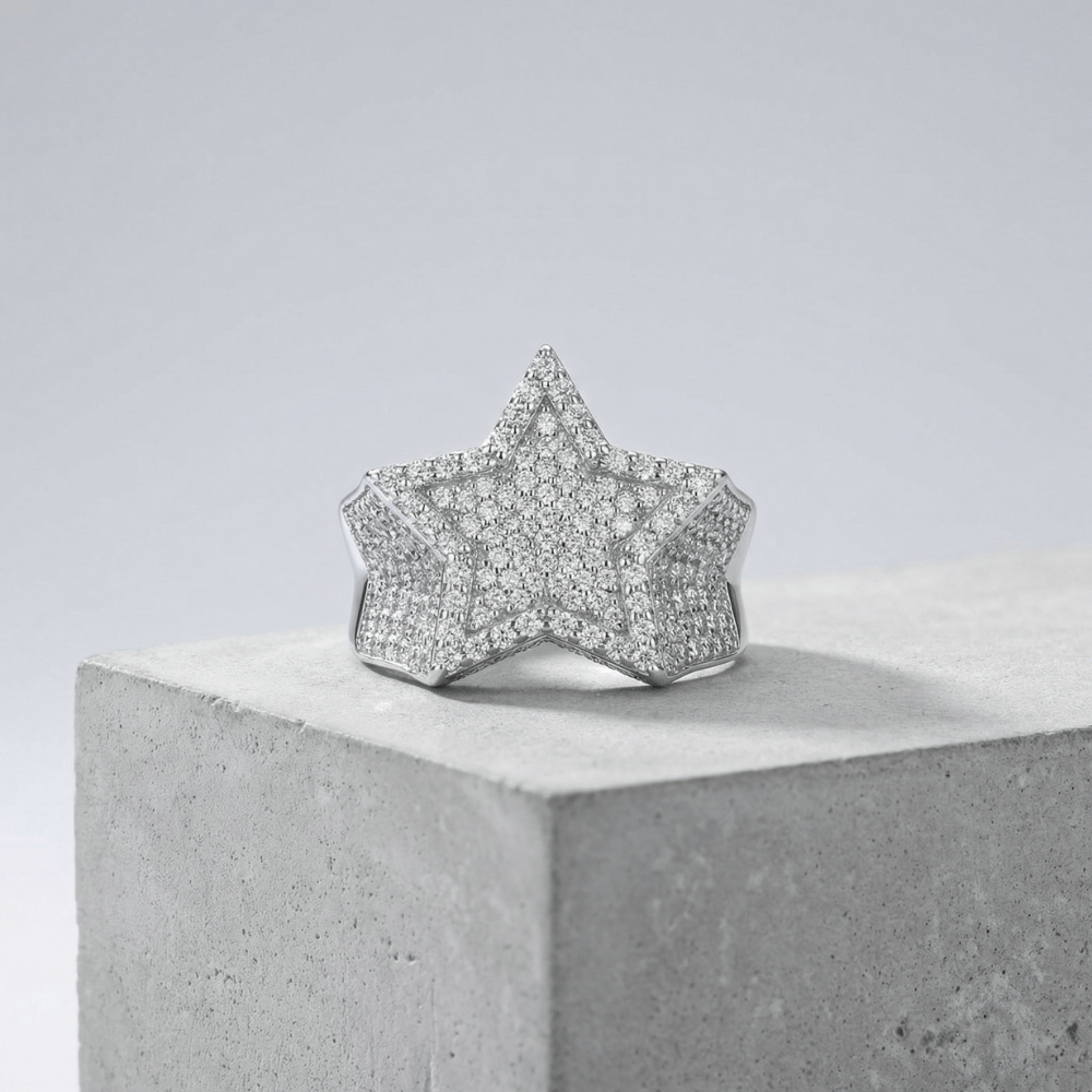 Bague Chevalière Diamant Homme Moissanite Étoile