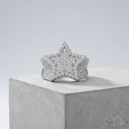 Bague Chevalière Diamant Homme Moissanite Étoile