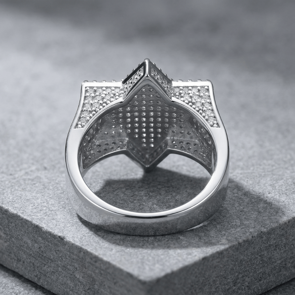 Bague Chevalière Diamant Homme Moissanite Étoile