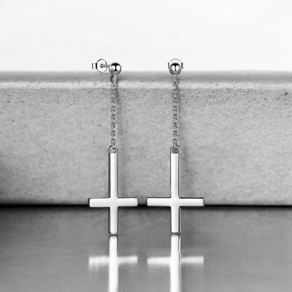 Boucles d’oreilles pendantes croix pour homme | Élégance moderne