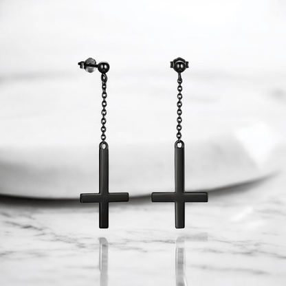 Boucles d’oreilles pendantes croix pour homme | Élégance moderne