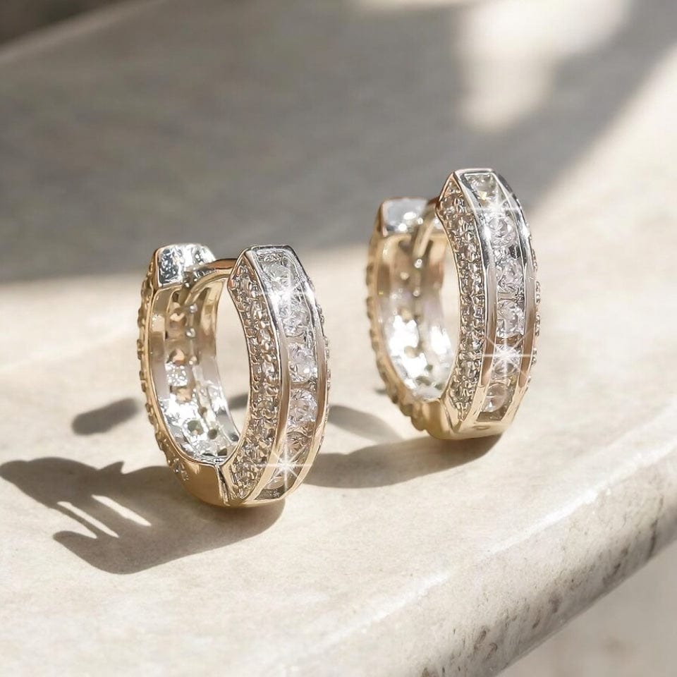 Boucles d’Oreilles Créoles Luxe – Dorées & Argentées Effet Diamant
