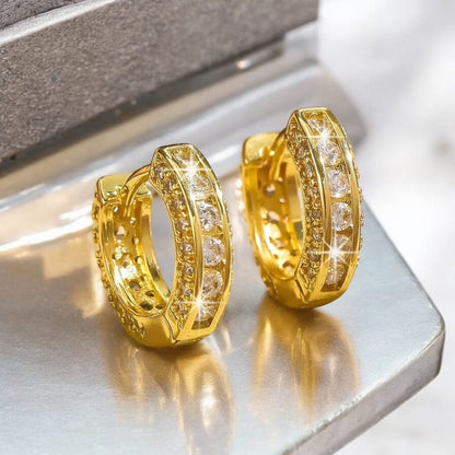 Boucles d’Oreilles Créoles Luxe – Dorées & Argentées Effet Diamant