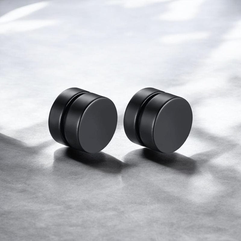 Boucles d'Oreilles Aimants Rondes Noires - Oreilles sans piercing