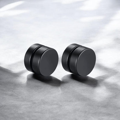 Boucles d'Oreilles Aimants Rondes Noires - Oreilles sans piercing