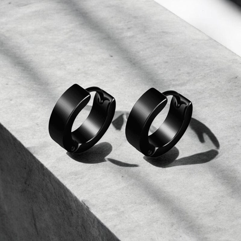 Boucles d'Oreilles Anneaux Noirs - Style Minimaliste et Discret