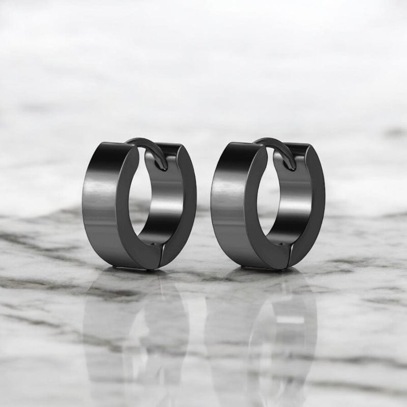 Boucles d'Oreilles Anneaux Noirs - Style Minimaliste et Discret