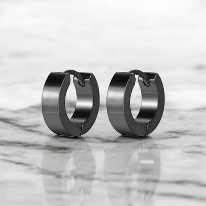 Boucles d'Oreilles Anneaux Noirs - Style Minimaliste et Discret