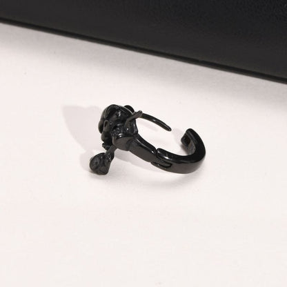 Boucle d’Oreille Crâne avec Rose – Acier Inoxydable