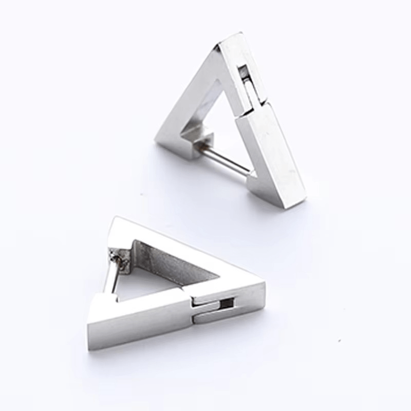 Boucles d'Oreilles Triangle Homme – Acier Inoxydable & Style Minimaliste