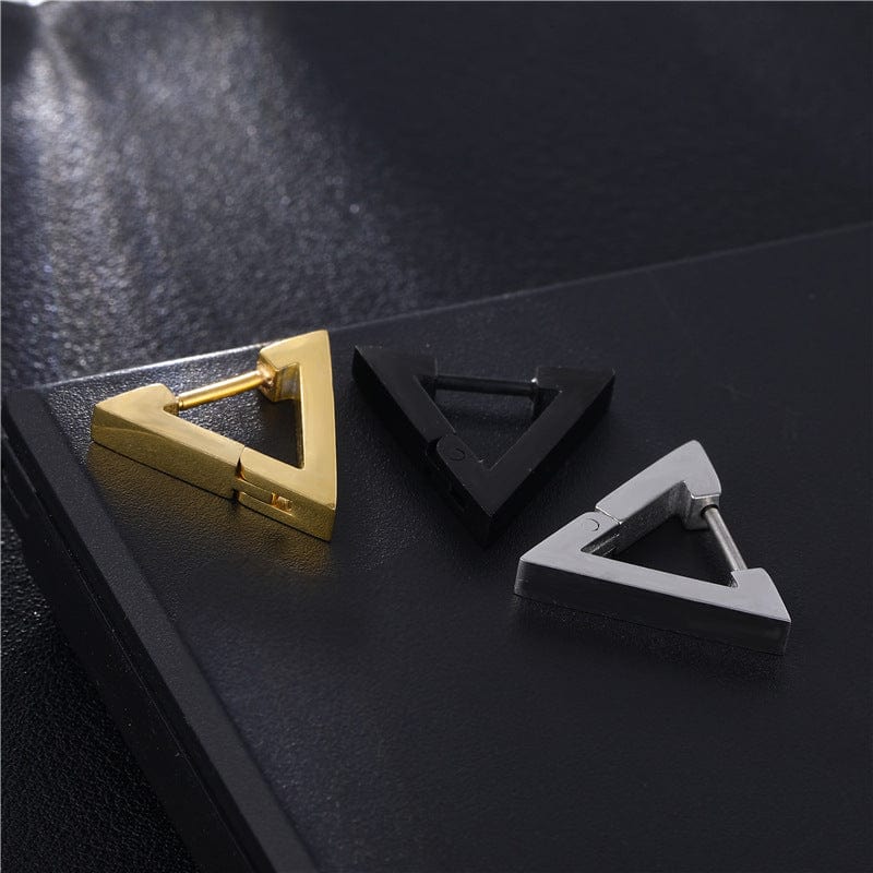 Boucles d'Oreilles Triangle Homme – Acier Inoxydable & Style Minimaliste