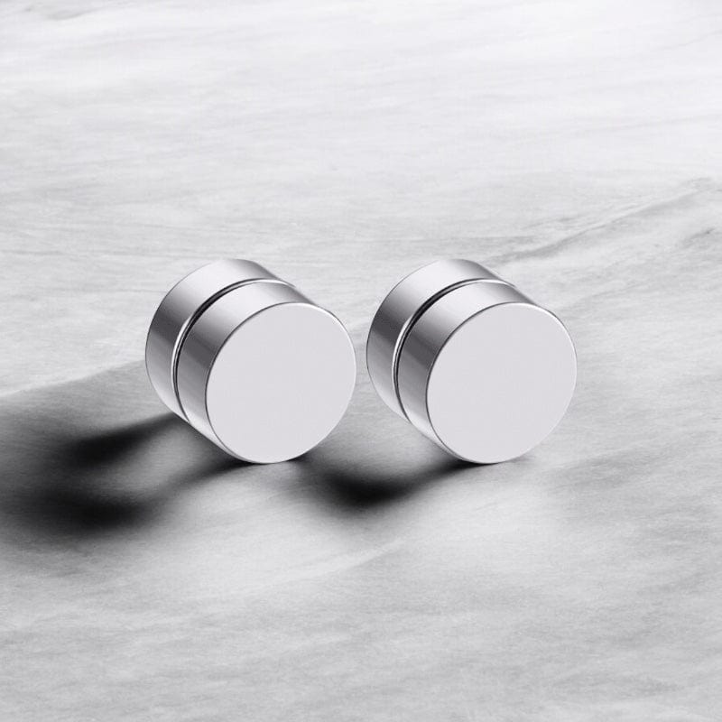 Boucles d'Oreilles Aimants Rondes Argent - Oreilles sans piercing