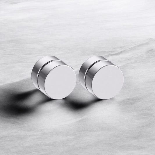 Boucles d'Oreilles Aimants Rondes Argent - Oreilles sans piercing