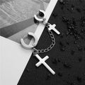 Boucles d'Oreilles Pendantes avec Croix et Chaîne - Style Rock