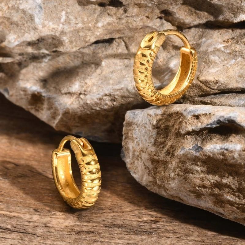 Boucles d'Oreilles Anneaux Écailles - Acier Inoxydable