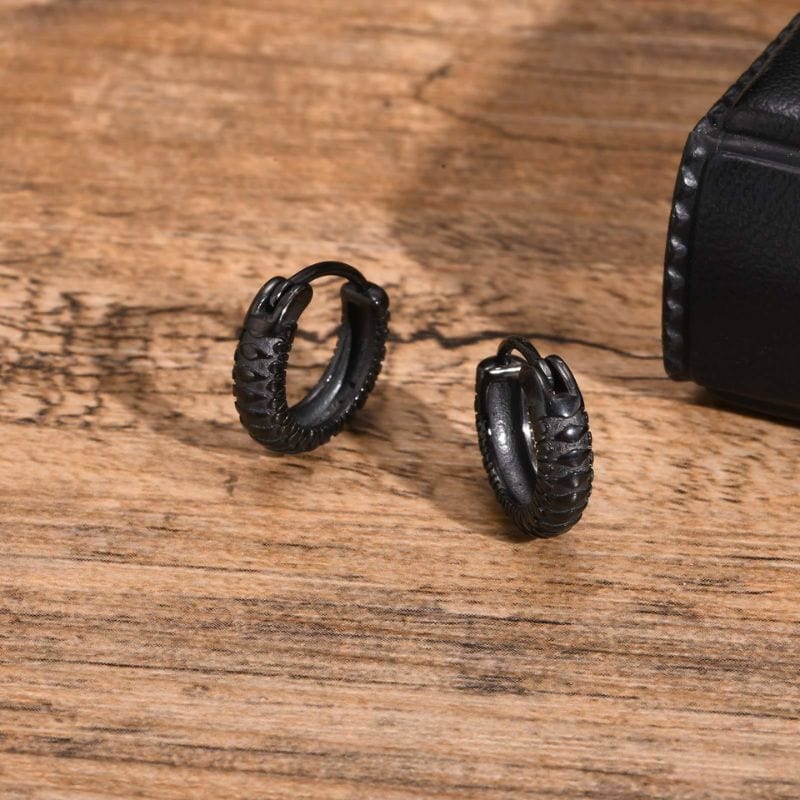 Boucles d'Oreilles Anneaux Écailles - Acier Inoxydable