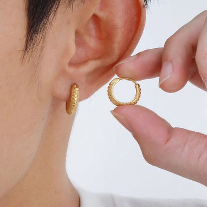 Boucles d'Oreilles Anneaux Écailles - Acier Inoxydable