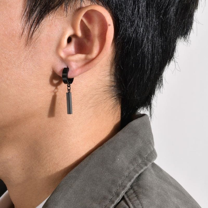 Boucles d’Oreilles Clip Pendantes Barre – Sans Trou Homme