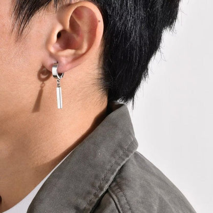 Boucles d’Oreilles Clip Pendantes Barre – Sans Trou Homme