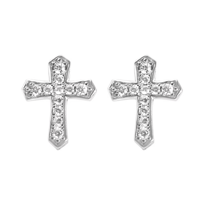 Boucles d’Oreilles Croix Diamant – Style Luxe et Brillance