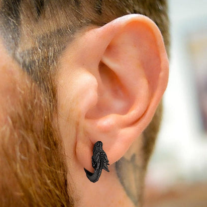 Boucles d’Oreilles Homme Dragon – Style Viking en Acier