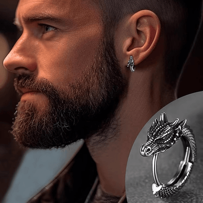 Boucles d’Oreilles Homme Dragon – Style Viking en Acier