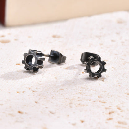 Boucles d'Oreilles Engrenage - Acier Inoxydable Tendance