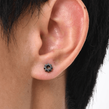 Boucles d'Oreilles Engrenage - Acier Inoxydable Tendance