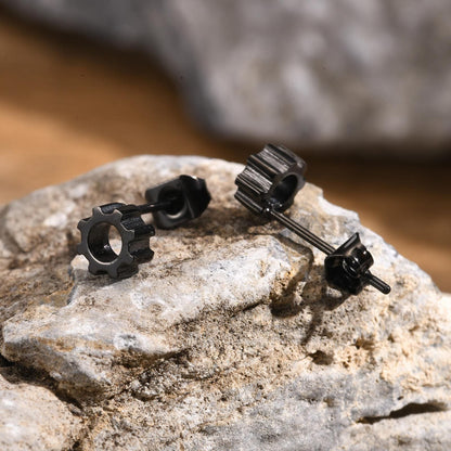 Boucles d'Oreilles Engrenage - Acier Inoxydable Tendance