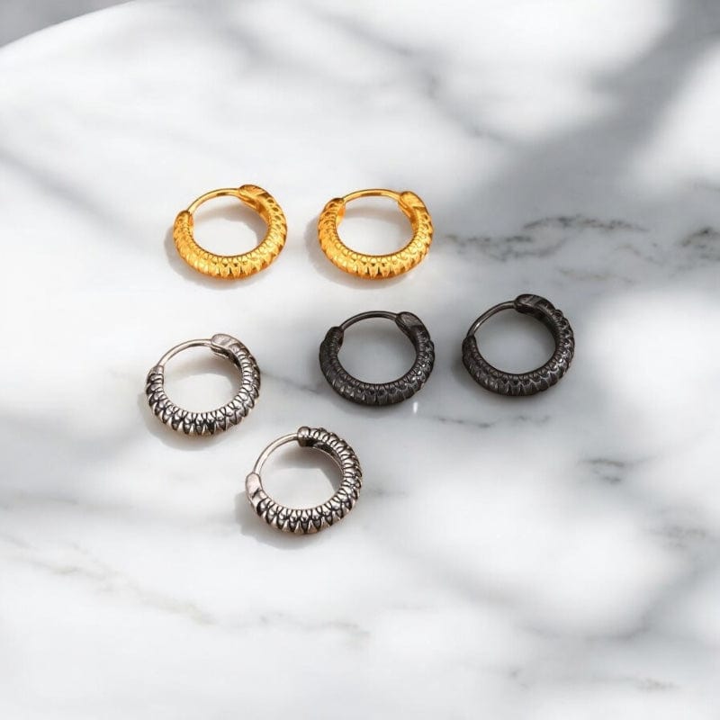 Boucles d'Oreilles Anneaux Écailles - Acier Inoxydable
