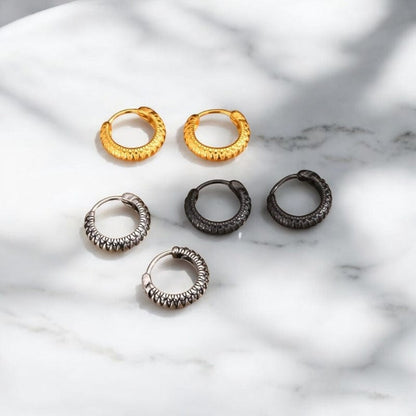 Boucles d'Oreilles Anneaux Écailles - Acier Inoxydable