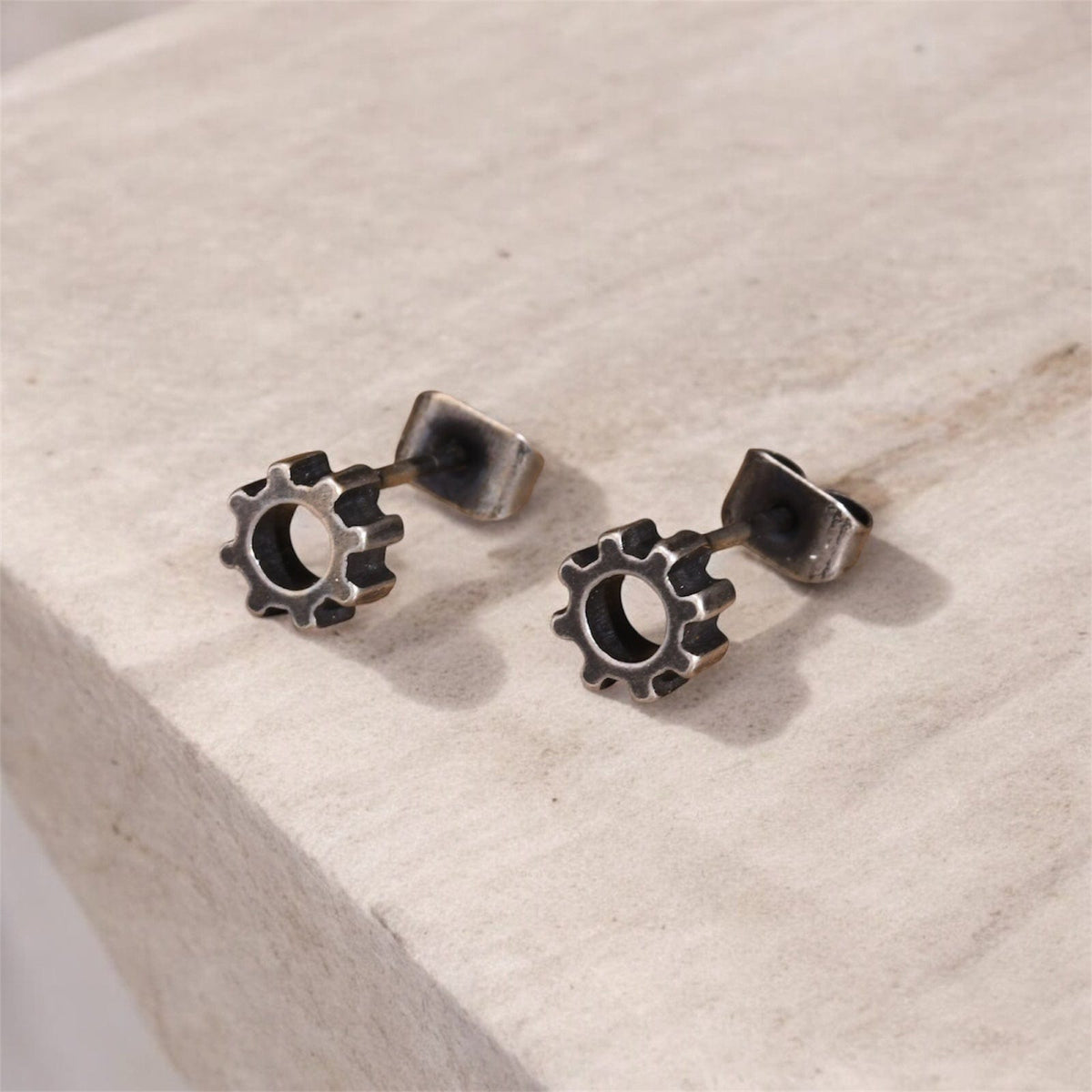 Boucles d'Oreilles Engrenage - Acier Inoxydable Tendance