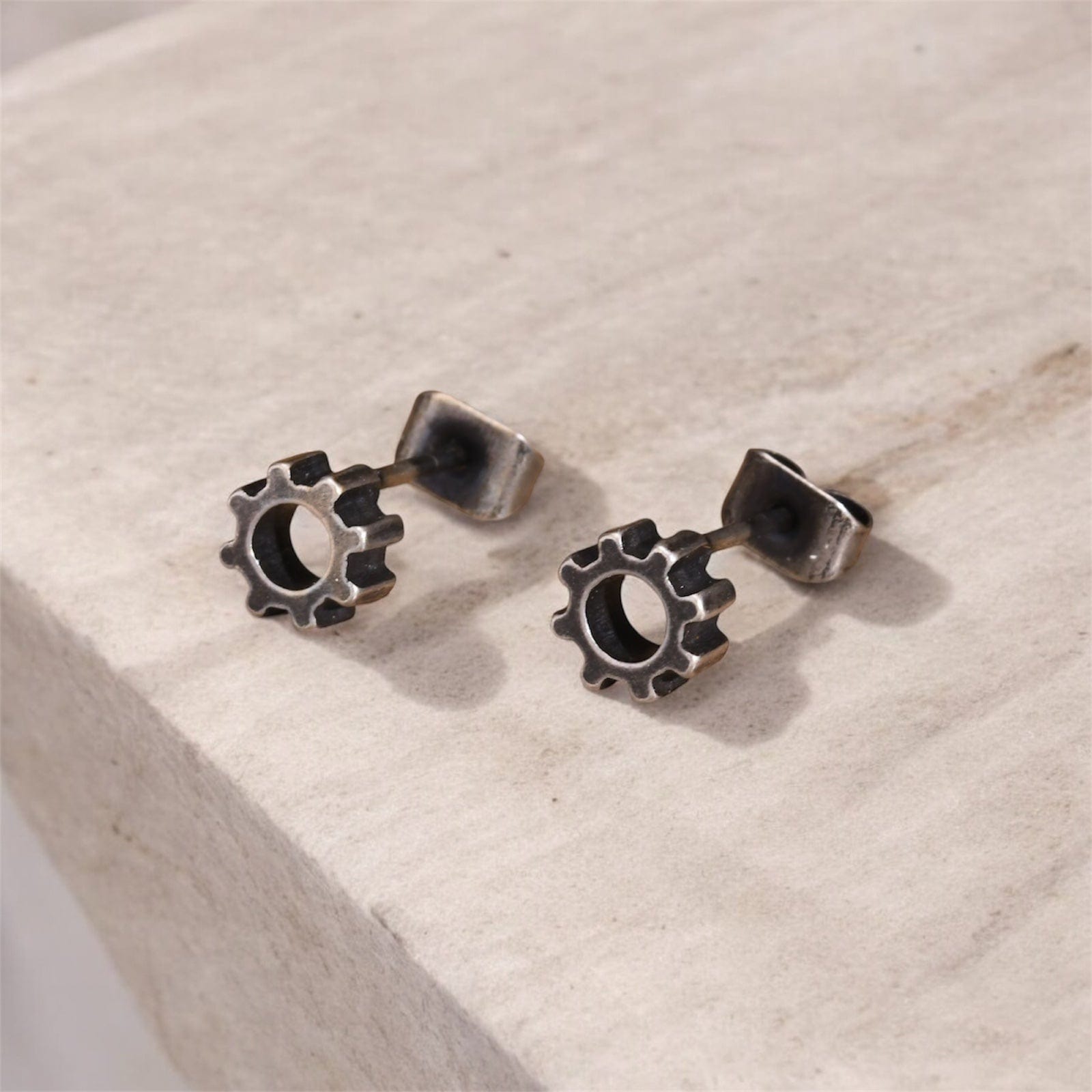 Boucles d'Oreilles Engrenage - Acier Inoxydable Tendance