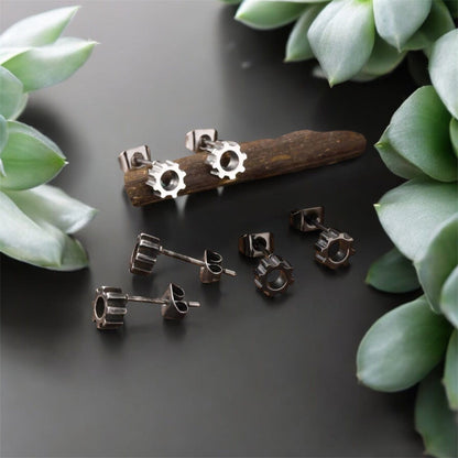 Boucles d'Oreilles Engrenage - Acier Inoxydable Tendance