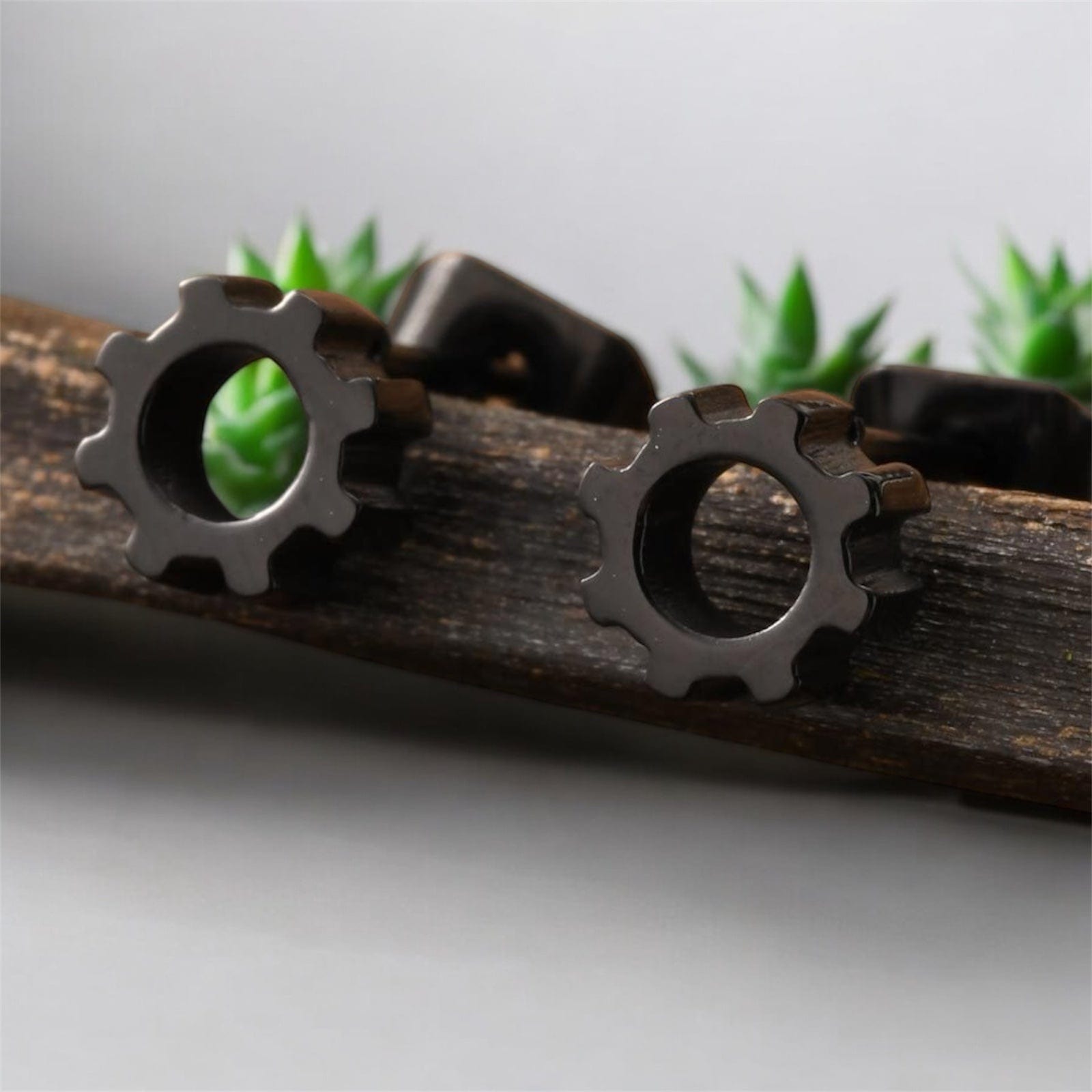 Boucles d'Oreilles Engrenage - Acier Inoxydable Tendance