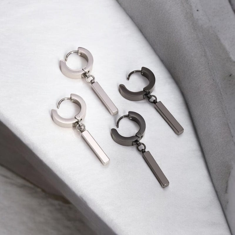 Boucles d’Oreilles Clip Pendantes Barre – Sans Trou Homme