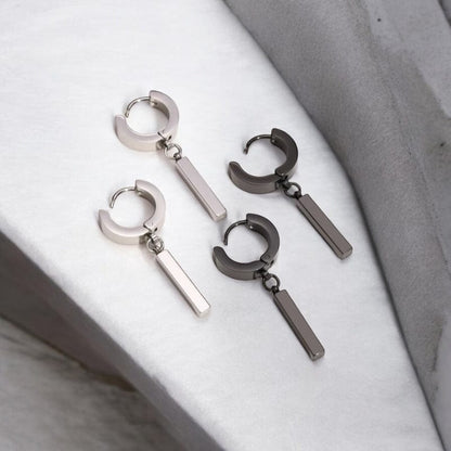 Boucles d’Oreilles Clip Pendantes Barre – Sans Trou Homme