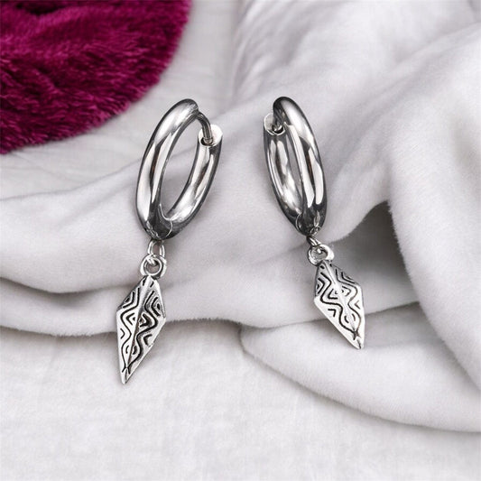 Boucles d’Oreilles Pendantes Argentées - Style Tribal