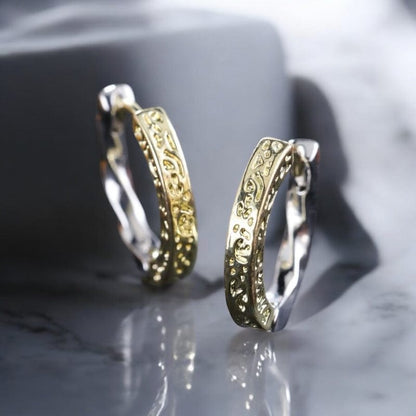 Boucles d'Oreilles Acier Noir et Argent  –  Anneaux Elégants