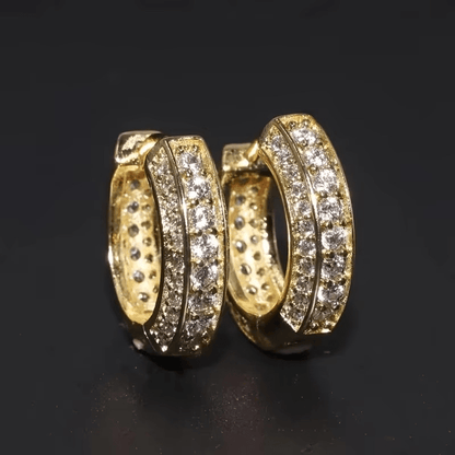 Boucles d’Oreilles Créoles Luxe – Dorées & Argentées Effet Diamant