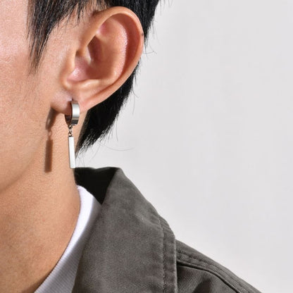 Boucles d’Oreilles Pendantes Barre – Acier Inoxydable Homme